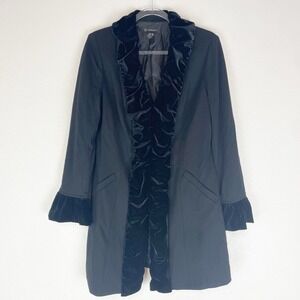 Ann Taylor Blazer Medium Velvet Ruffle Trim Whimsigoth Romantic Goth Victorian M